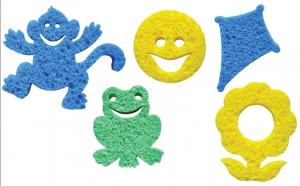 Sponges .75" Thick, 4 Colors - Asst'd Shapes - Big Bag, Excludes Alphabet